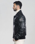 Men's Black Leather Bomber Jacket - Dante | Leather Trend