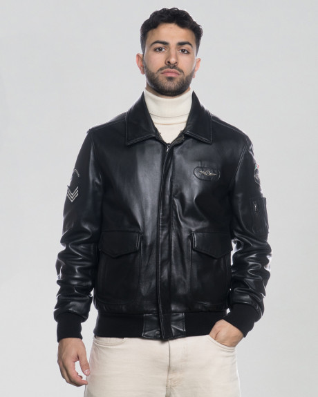 Bomber in Pelle da Uomo Nero - Dante | Leather Trend