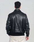 Men's Black Leather Bomber Jacket - Dante | Leather Trend