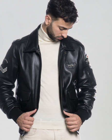 Bomber in Pelle da Uomo Nero - Dante | Leather Trend 2