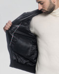 Men's Black Leather Bomber Jacket - Dante | Leather Trend
