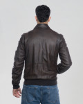 Men's Dark Brown Leather Bomber Jacket - Dante | Leather Trend