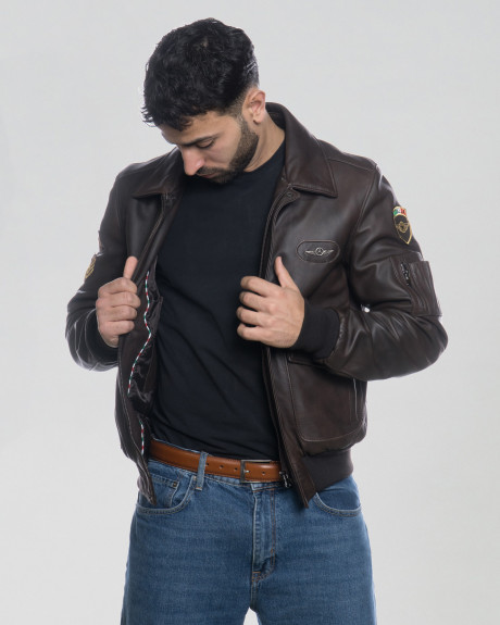 Bomber in Pelle da Uomo Testa di Moro - Dante | Leather Trend 2