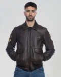Men's Dark Brown Leather Bomber Jacket - Dante | Leather Trend