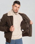 Bomber in nabuk e montone da uomo - Leo | Leather Trend