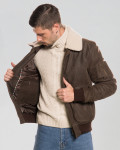 Bomber in nabuk e montone da uomo - Leo | Leather Trend