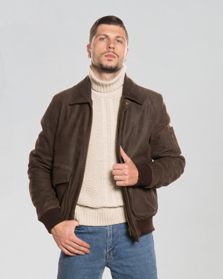 Nubuck Leather Bomber Jacket - Leo | Leather Trend 2