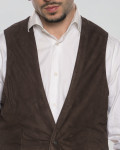 Men's Dark Brown Suede Leather Vest - Ron | Leather Trend