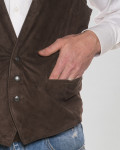 Men's Dark Brown Suede Leather Vest - Ron | Leather Trend