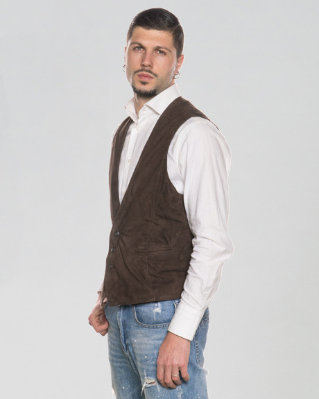 Gilet in Camoscio da Uomo Testa di Moro - Ron | Leather Trend 2