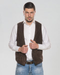 Men's Dark Brown Suede Leather Vest - Ron | Leather Trend