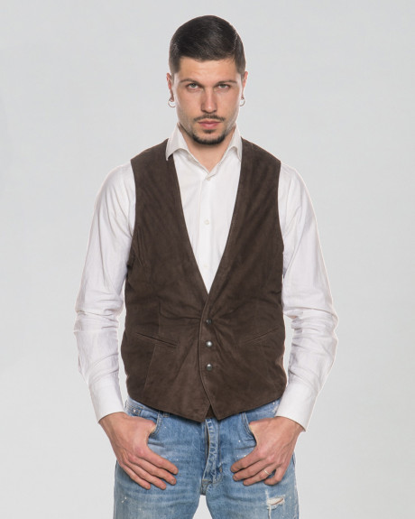 Gilet in Camoscio da Uomo Testa di Moro - Ron | Leather Trend