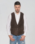 Men's Dark Brown Suede Leather Vest - Ron | Leather Trend