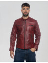Men’s leather jacket mod. Biker bordeaux color genuine leather 100% made in Italy