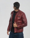 Biker in Pelle da Uomo Bordeaux – U05 | Leather Trend