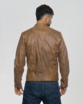 Men's Light Brown Leather Biker Jacket – U05 | Leather Trend
