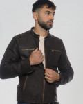 Men's leather jacket mod. biker in genuine Nabuk leather 100% made in Italy