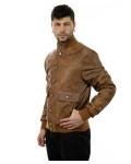 Men's Light Brown Leather Bomber Jacket – Milo | Leather Trend
