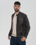 Men's leather jacket mod. biker in genuine Nabuk leather 100% made in Italy