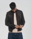 Men's leather jacket mod. biker in genuine Nabuk leather 100% made in Italy