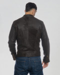 Men's leather jacket mod. biker in genuine Nabuk leather 100% made in Italy