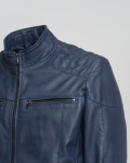 Biker in Pelle da Uomo Blu - Attila | Leather Trend