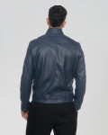 Biker in Pelle da Uomo Blu - Attila | Leather Trend