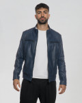 Biker in Pelle da Uomo Blu - Attila | Leather Trend