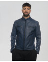 Biker Men's Blue Leather Jacket - Avatar | Leather Trend