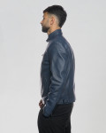 Biker Men's Blue Leather Jacket - Avatar | Leather Trend