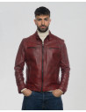 Biker Men's Bordeaux Leather Jacket – Avatar | Leather Trend