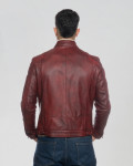 Biker Men's Bordeaux Leather Jacket – Avatar | Leather Trend
