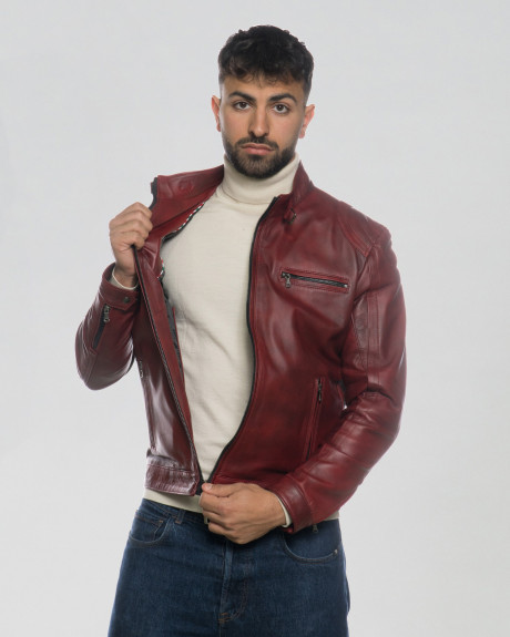 Giacca biker bordeaux uomo – Avatar | Leather Trend 2