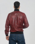 Men's Bordeaux Leather Bomber Jacket - Marcello | Leather Trend