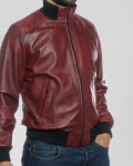 Men's Bordeaux Leather Bomber Jacket - Marcello | Leather Trend