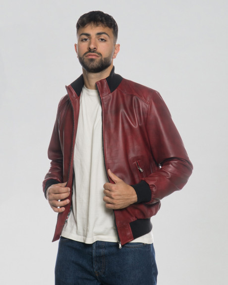 Bomber in Pelle Bordeaux Uomo - Marcello | Leather Trend 2