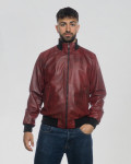 Men's Bordeaux Leather Bomber Jacket - Marcello | Leather Trend