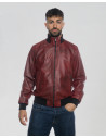 Men's Bordeaux Leather Bomber Jacket - Marcello | Leather Trend