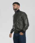 Men’s Green Leather Bomber Jacket - Marcello | Leather Trend