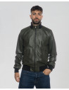 Men’s Green Leather Bomber Jacket - Marcello | Leather Trend