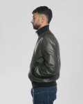 Men’s Green Leather Bomber Jacket - Marcello | Leather Trend