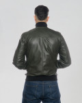 Men’s Green Leather Bomber Jacket - Marcello | Leather Trend
