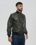 Men’s Green Leather Bomber Jacket - Marcello | Leather Trend