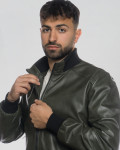 Men’s Green Leather Bomber Jacket - Marcello | Leather Trend