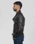 Chiodo Tre Tasche Testa di Moro Graffiato Uomo Pelle | Leather Trend