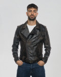 Chiodo Tre Tasche Testa di Moro Graffiato Uomo Pelle | Leather Trend