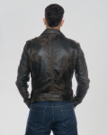 Chiodo Tre Tasche Testa di Moro Graffiato Uomo Pelle | Leather Trend