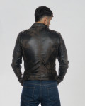 Chiodo Tre Tasche Testa di Moro Graffiato Uomo Pelle | Leather Trend