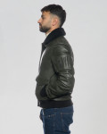 Giacca in pelle uomo mod. aviatore Verde in vera pelle 100% made in Italy
