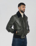 Men's Leather and Shearling Bomber Jacket - Leo | Leather Trend